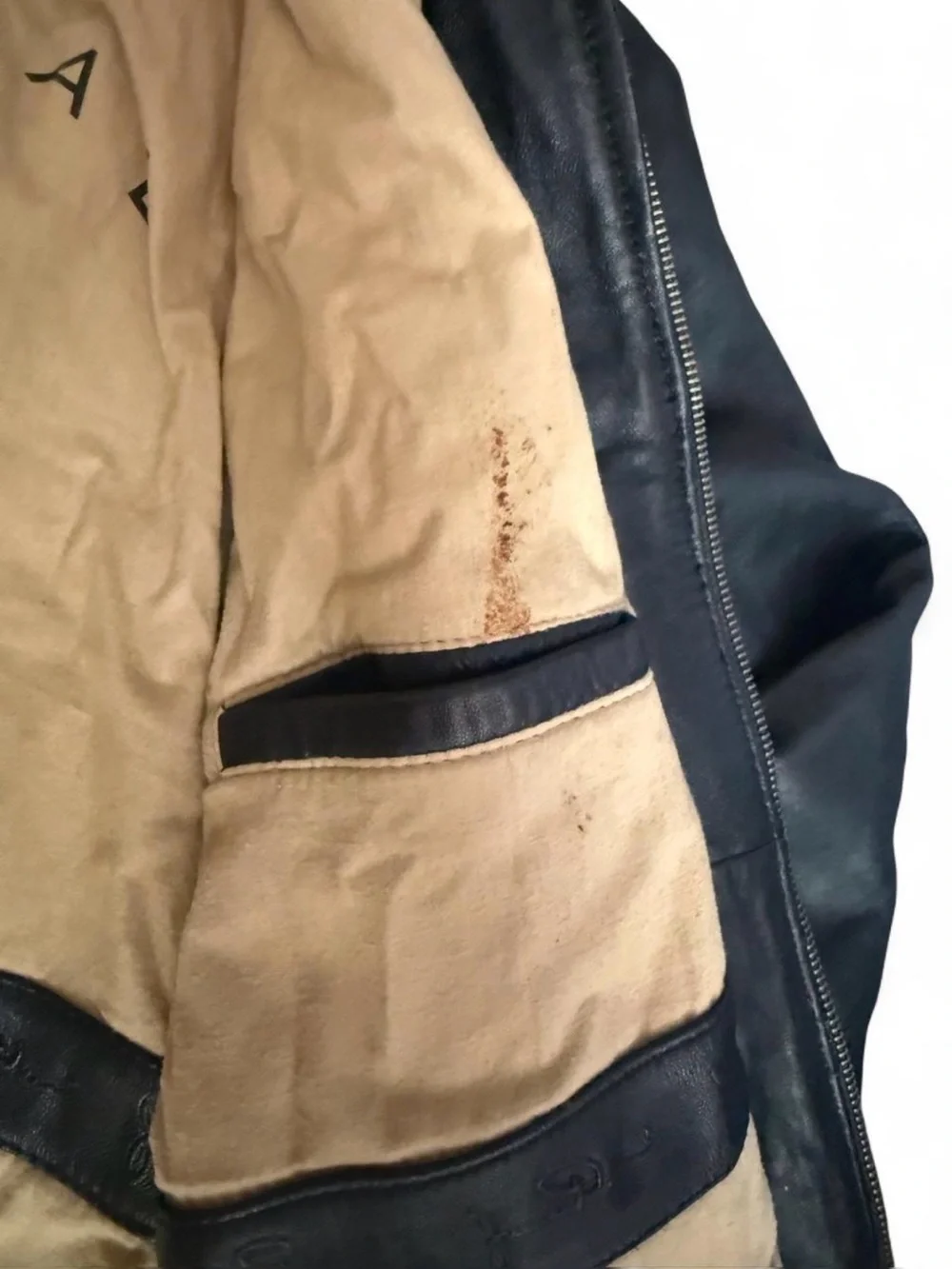 Men's Black Leather Bomber Jacket - Classic Zip Front